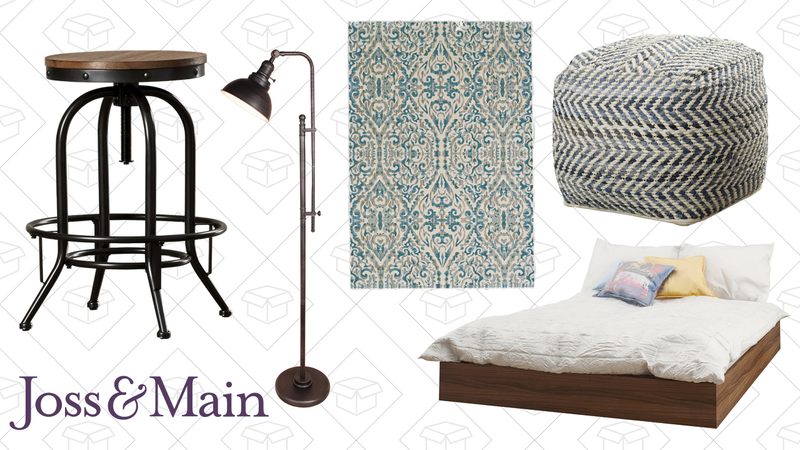 Roshanna Barstool (Set of 2), $117 | Vanessa Floor Lamp, $58 | Bonnie Rug, $49 | Sharon Pouf, $76 | Michelle Platform Bed, $222